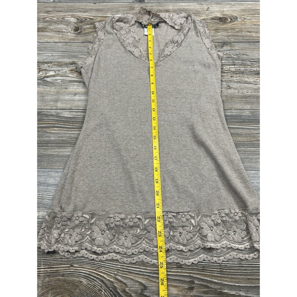 Vtg Y2K Self Esteem Beige Tank Top MED Lace Trim Bella Swan Elena Gilbert‎ - Picture 6 of 11